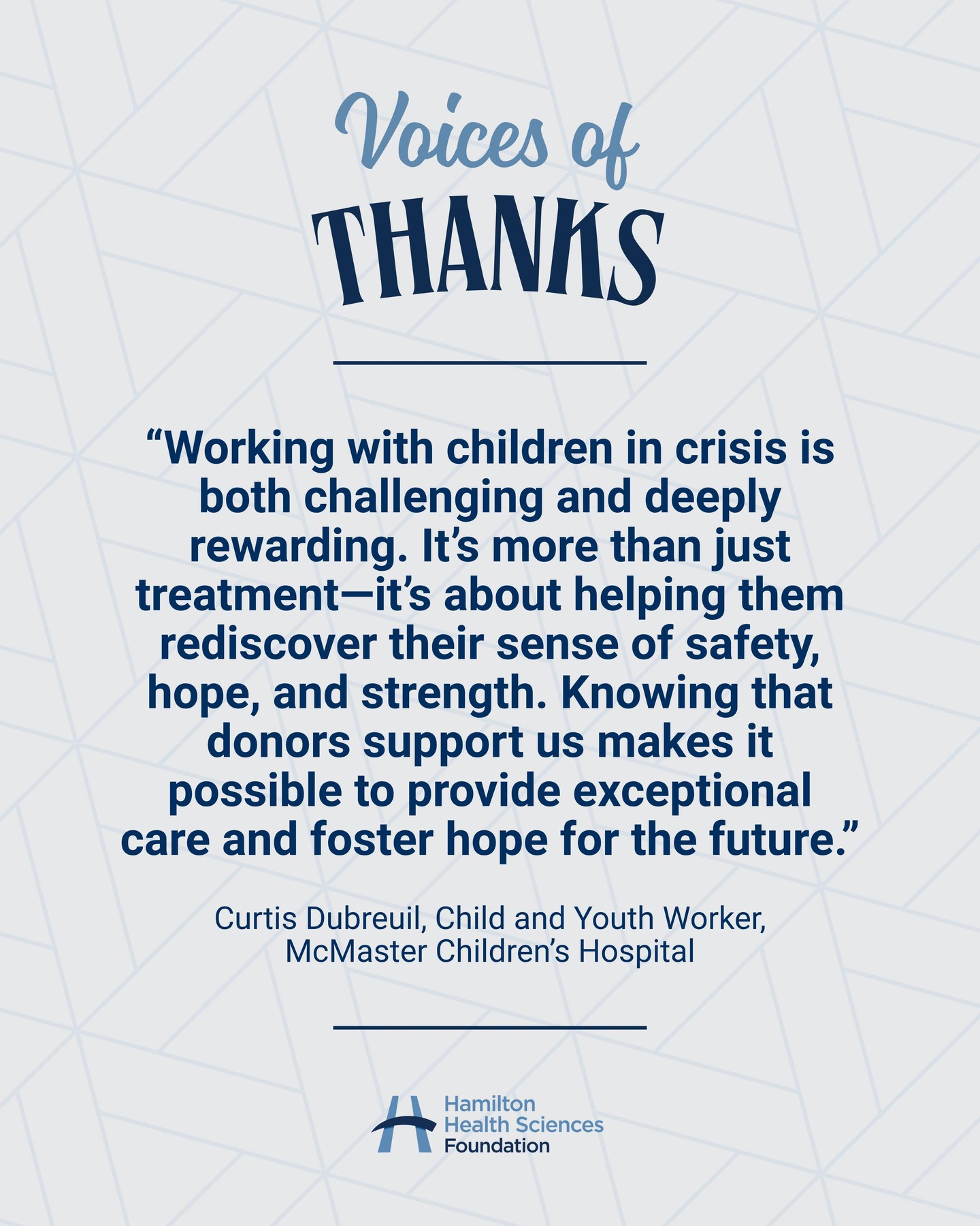 Your support helps us provide more than treatment. It helps @mcmasterchildrens child and youth workers, like Curtis Dubreuil, give young patients and their families a sense of hope that can brighten their darkest days and remind them that they are never alone. The team at @hamiltonhealthsciences is grateful for your generosity and the impact it has on our community because they experience it every day. Click the link in our bio to learn more and donate today.
#McMasterChildrensHospital #Donate