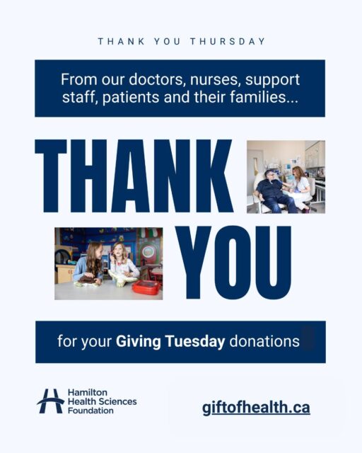 Our hearts are full! ✨
Thanks to your incredible generosity, we achieved an outstanding total impact of $383,518 — surpassing our goal and funding 75 new vital signs monitors, plus even more essential patient care across Hamilton Health Sciences. 💙

Because of you, life-saving care is reaching patients when they need it most.
There’s still time to give at the link in our bio.

#ThankYouThursday #GivingTuesday #HamOnt #GiftOfHealth #HealthCare