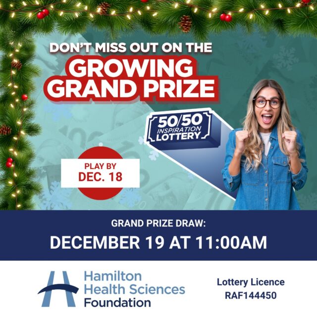 The deadline for the Inspiration Lottery Grand Prize is tomorrow! Don’t miss your chance to win the grand prize jackpot! (The last jackpot reached more than $50,000.) You could be a winner and your participation supports health care innovation in your community.
Get your tickets at the link in our bio.
#HamiltonHealthSciences #HamOnt #Lottery