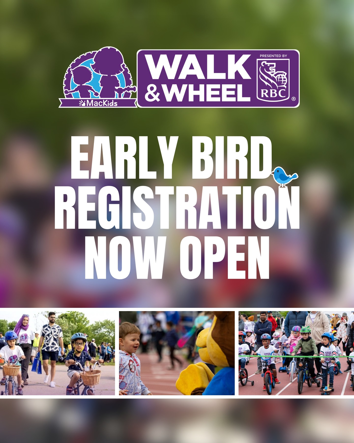 Early Bird registration for MacKids Walk & Wheel is now open!🚲

Register now to get the best price and join us on June 6 (9am – 1pm) at McMaster University Campus to raise funds for children and families at McMaster Children’s Hospital & Ron Joyce Centre. 

Whether you're walking, biking, scooting or rolling, MacKids Walk & Wheel is guaranteed to be an incredible day filled with family fun. ☀️ You can participate as an individual, family or team. 

Early Bird pricing is only available until March 31, so register now! Tap our Link in Bio.