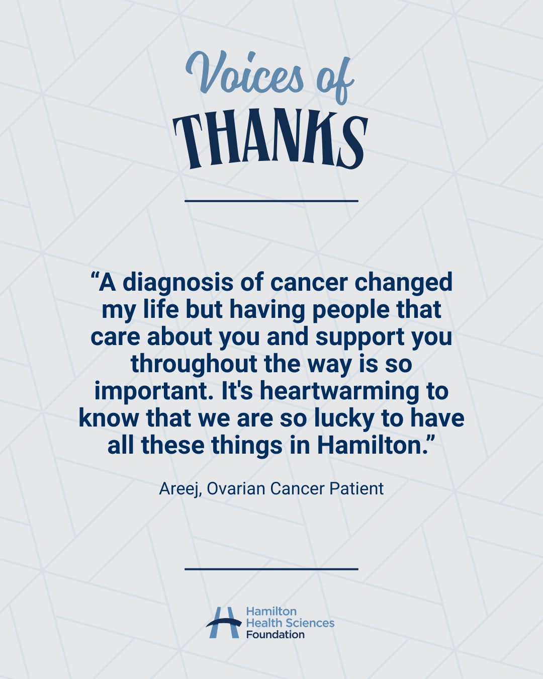 A cancer diagnosis can change everything in an instant. For a cancer patient, knowing you're surrounded by compassionate people makes the journey feel a little more manageable. Each donation is a reminder to patients like Areej that they don't have to face cancer alone. Your generosity creates hope and changes lives.

Learn more and donate today at the link in our bio. 
#HamiltonHealthSciences #JuravinskiCancerCentre #CancerCare #Donate