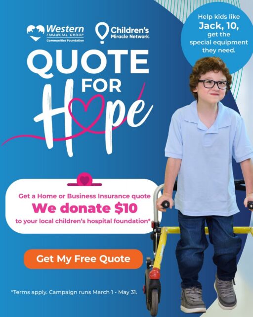 A simple quote can spark hope💛

Through our proud partnership with Children’s Miracle Network, we’re excited to introduce Quote for Hope, a new campaign from @WesternFinancial supporting children’s hospitals across Canada.

For every insurance quote completed, Western Financial will donate $10 to support care at McMaster Children’s Hospital, helping children and families in our community when they need it most.

It’s quick, easy, and truly meaningful. Your quote creates real impact.

Together, we’re turning everyday actions into outstanding care for kids.

🔗 Learn more and get your quote today

#QuoteForHope #MacKids #ChildrensHealth #WesternGives