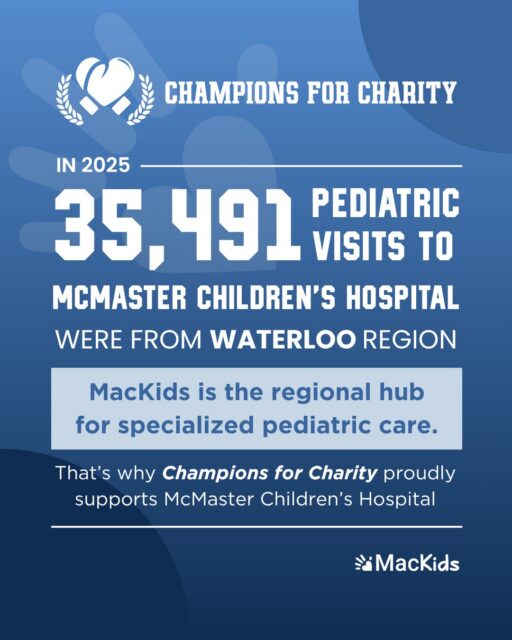 When Waterloo Region families need specialized pediatric care, they come to McMaster Children’s Hospital. That’s why Champions for Charity matters to @hamiltonhealthsciences—because generous donors make a difference for kids through their support. ✨ 

#WhyMacKids #ChampionsForCharity