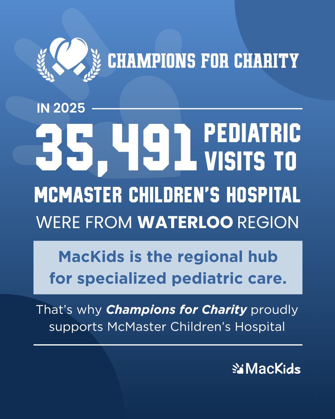 When Waterloo Region families need specialized pediatric care, they come to McMaster Children’s Hospital. That’s why Champions for Charity matters to @hamiltonhealthsciences—because generous donors make a difference for kids through their support. ✨ 

#WhyMacKids #ChampionsForCharity