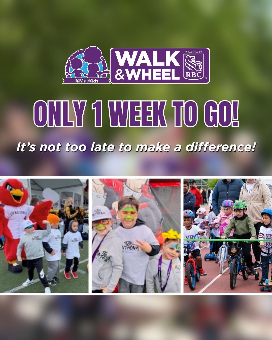 We're just 1 WEEK away from MacKids Walk & Wheel and Team Anthony is a powerful reminder of what can happen in a short amount of time🚶‍♀️🚴‍♂️

Fundraising doesn't have to be done early to be impactful. Every message sent, every share, every ask still has the power to move support forward for kids and families at McMaster Children's Hospital and Ron Joyce Children's Health Centre.

Last year, Team Anthony raised $19,000 for MacKids in just three weeks, almost entirely through the power of word-of-mouth and social media. That kind of momentum can happen again in this final stretch.

If you're looking at your goal and wondering if there's still time, there is. This final week is often when momentum builds, stories are shared, and generosity shows up in incredible ways.

Let's keep going for every child we support, and for the care that makes a real difference.

Read more on how to fundraise and make a donation through the link in our bio.

#WalkWheel2026 #MacKids