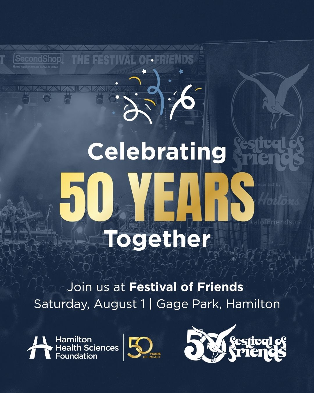 50 years of HHSF. 50 years of Festival of Friends.

This year, we're proud to celebrate a shared milestone with another beloved Hamilton tradition.

A heartfelt thank you to Festival of Friends for generously donating booth space to Hamilton Health Sciences Foundation as part of both organizations' 50th anniversary celebrations.

If you're attending the festival on Saturday, August 1, be sure to stop by the HHSF booth, say hello, and enter for your chance to win $500!

Learn more about our 50th anniversary through the link in our bio.

#HHSF #FestivalOfFriends #FOF #HamiltonON #HamON