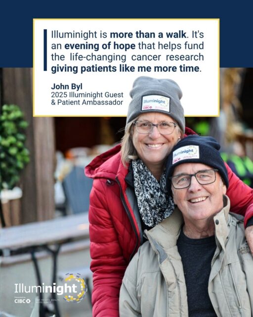 "Together, we are part of something bigger."

As a cancer survivor and Illuminight patient ambassador, John knows firsthand the impact that cancer research can have. 

After being diagnosed with an aggressive form of renal cell carcinoma that later spread throughout his body, John was given a life-saving opportunity through immunotherapy—a treatment approved in Canada just one month after his diagnosis. Today, five years later, he is thriving. 

Reflecting on his first Illuminight experience, John shares: "What impressed me most was knowing we were all part of something bigger. Together, the event [last yeear] raised more than $220,000 to help advance cancer research and improve both the quality and length of life for people affected by cancer. That is truly inspiring." 

This September, John will be walking at Illuminight once again and hopes you'll join him.

Every registration, every donation, and every step helps fund the research that gives hope to people and families facing cancer. ✨ 

Register today and make a donation to support life-saving cancer research. 

Link in bio.

#Illuminight2026 #HHSF #LightThePathForward