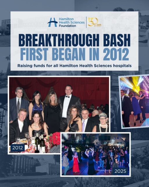 What began as a fundraising gala in 2012 in support of Hamilton Health Sciences has evolved into Breakthrough Bash, a signature event that brings people from across our region together to celebrate innovation, generosity and hope. 

For over a decade, supporters, partners and health care champions have helped make a lasting impact on patient care and research. 

This year, Breakthrough Bash shines a spotlight on personalized medicine research, supporting discoveries that are transforming the way diseases are prevented, diagnosed and treated. By helping advance care tailored to each individual, attendees and donors are fueling a future where treatment is more precise, effective and personal. 

On September 11, supporters will gather at the Canadian Warplane Heritage Museum for an unforgettable evening in support of groundbreaking research and innovation at Hamilton Health Sciences. 

Together, they are helping turn today's discoveries into tomorrow's care and create healthier futures for patients and families across our region. 💙 

Learn more through the link in our bio.

#BreakthroughBash #HHSF50 #PersonalizedMedicine