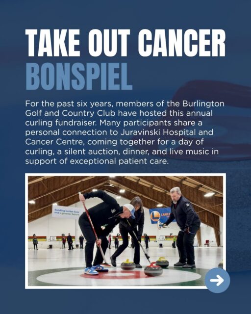 Hosting your own fundraiser is a meaningful way to support health care across our region. 

Every dollar raised helps fund advanced equipment, innovative research, and exceptional patient care at Hamilton Health Sciences. 

The Take Out Cancer Bonspiel is a great example of the impact one event can have. For the past six years, members of the Burlington Golf and Country Club have brought people together for a day of curling, a silent auction, dinner, and live music, all in support of cancer care. 

Thanks to the generosity of participants and supporters, the event has raised more than $216,800 for cancer care.

Many participants have a personal connection to Juravinski Hospital and Cancer Centre, turning their passion for curling into support for patients and families. 

Whether you're planning a sporting event, fundraiser, or celebration, you can help advance health care in our region. 

Learn more about hosting your own fundraiser through the link in our bio.