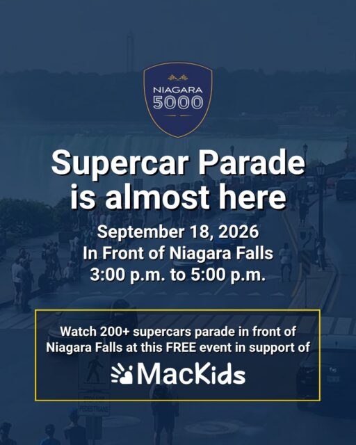 🚗✨ It's almost here! 

The second annual Niagara 5000 Supercar Parade rolls into Niagara Falls this Friday, September 18, bringing some of the world's most extraordinary and exotic vehicles together for an unforgettable day. 

More than just a showcase, this free community event supports families at McMaster Children's Hospital with a goal of raising more than $30,000 for patient care, research, and life-saving programs. 

Whether you're a car enthusiast or looking for a unique family outing, don't miss your chance to experience the excitement while helping children and families across our region. ❤️ 

Learn more: niagara5000.com